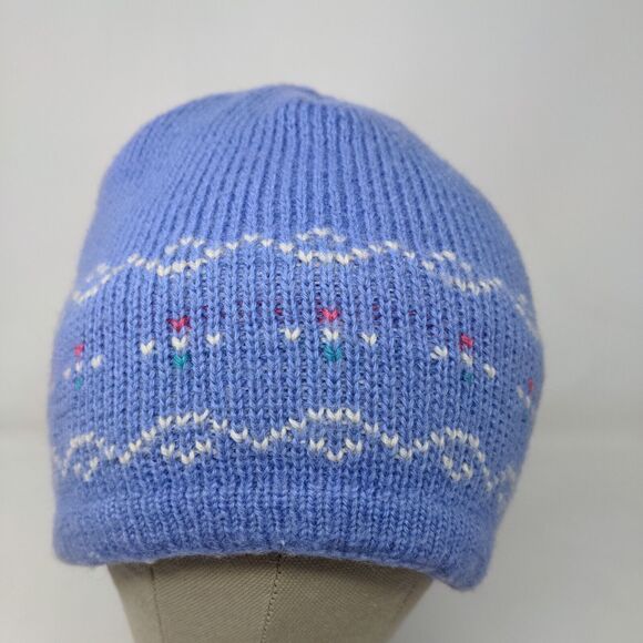 Wigwam Woolen Mills Women's Knit Beanie Ski Hat Fair Isle Blue Vintage Made USA - Picture 3 of 10
